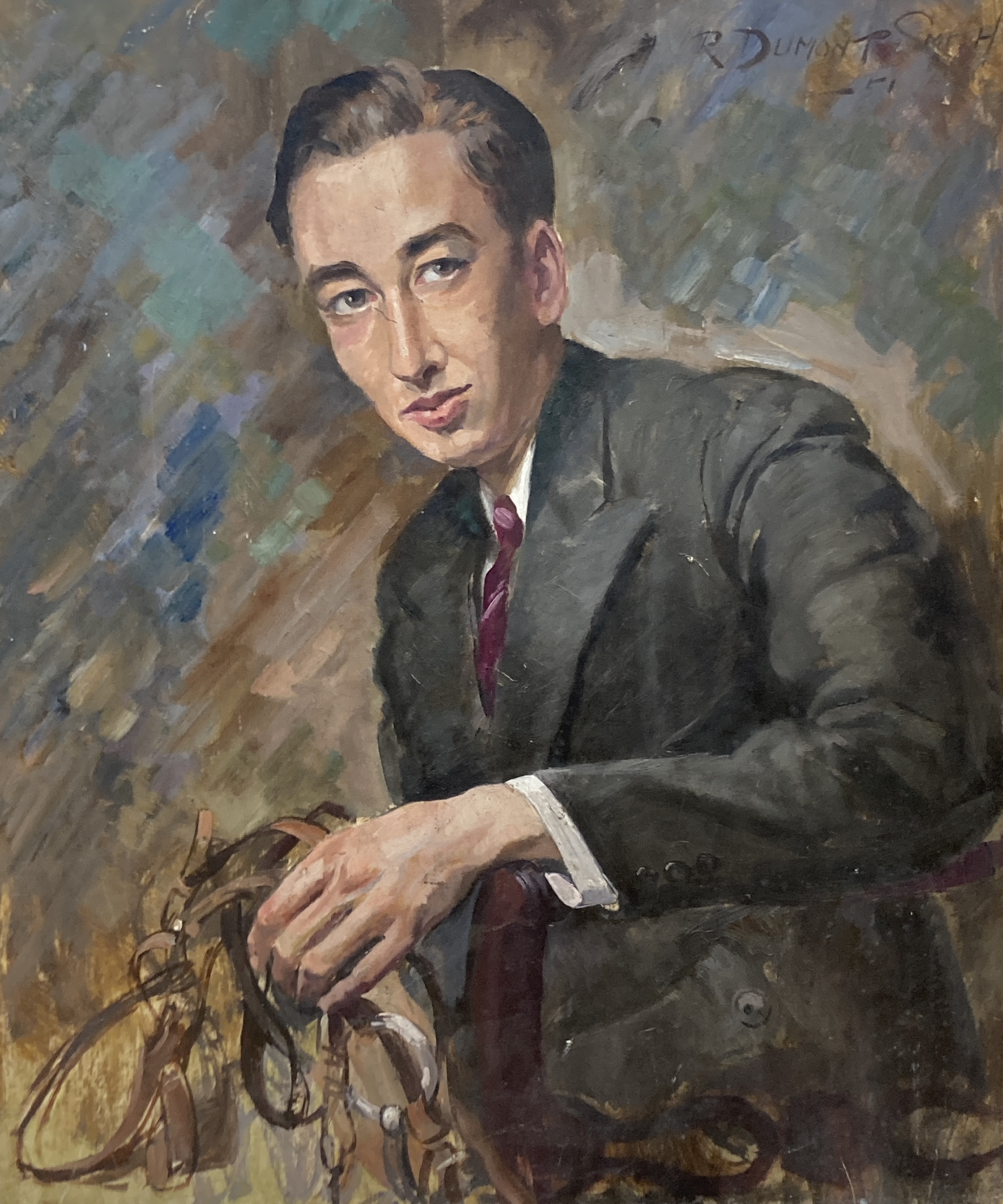 R. Dumont-Smith, three oil on board portraits and a watercolour sketch, largest 77 x 50cm